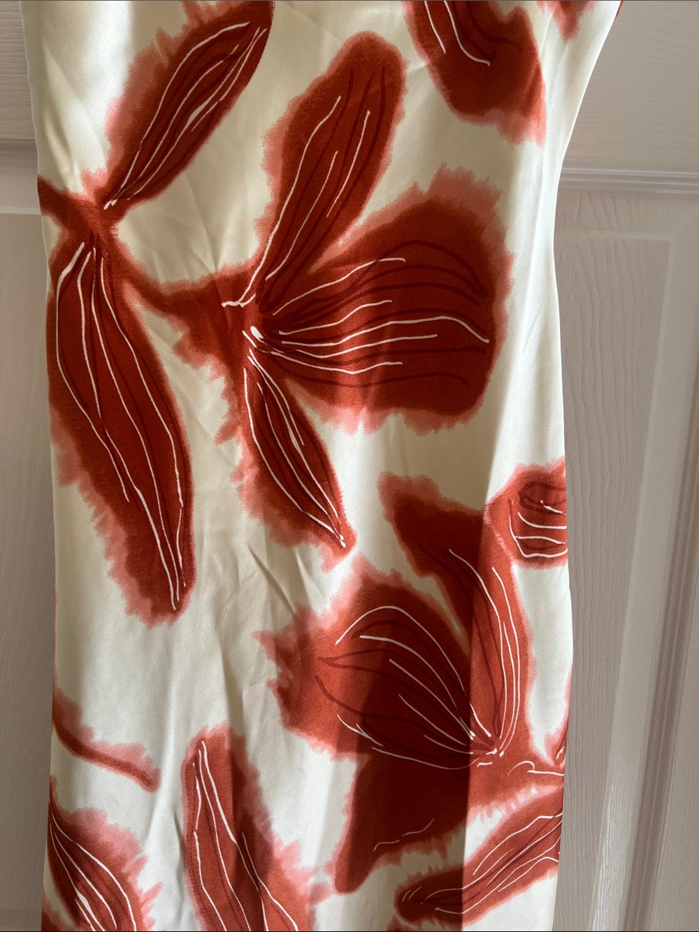 House of Harlow 1960 Spaghetti-Strap Floral Midi Dress in Cream and Rust - Picture 6 of 16